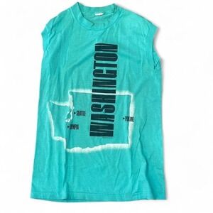 1980s vintage Washington state map sleeveless tee single stitch by Sun Sun